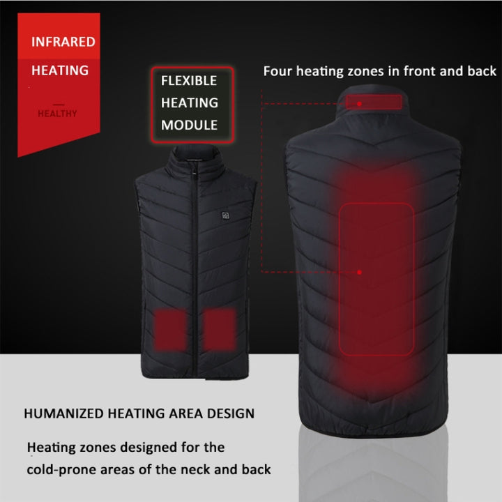 4 Area Single Control USB Electric Heating Undershirt Intelligent Warm Vest, S, M, L, XL, XXL, XXXL, XXXXL, XXXXXL