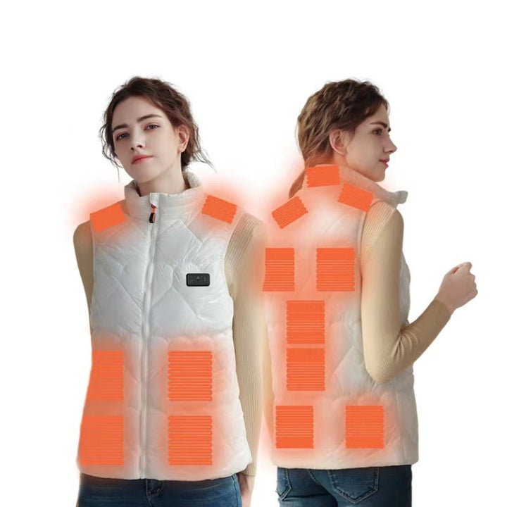 15 Areas Heated Shiny Vest For Women With 3 Independent Temperature Control, S, M, L, XL, XXL, XXXL, XXXXL, XXXXXL