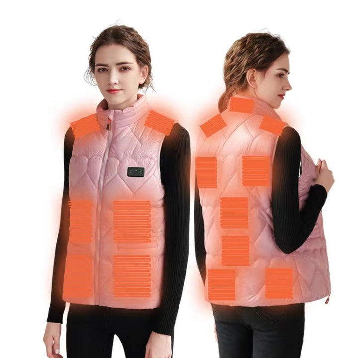 15 Areas Heated Shiny Vest For Women With 3 Independent Temperature Control, S, M, L, XL, XXL, XXXL, XXXXL, XXXXXL