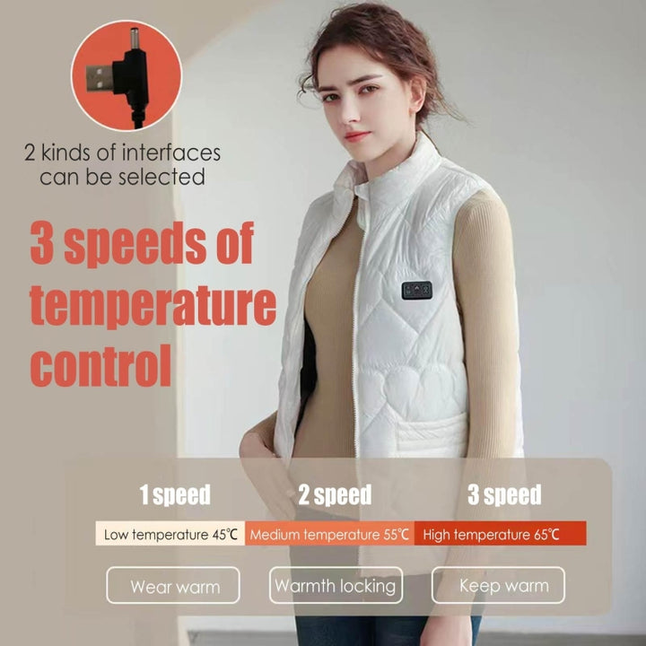 15 Areas Heated Shiny Vest For Women With 3 Independent Temperature Control, S, M, L, XL, XXL, XXXL, XXXXL, XXXXXL