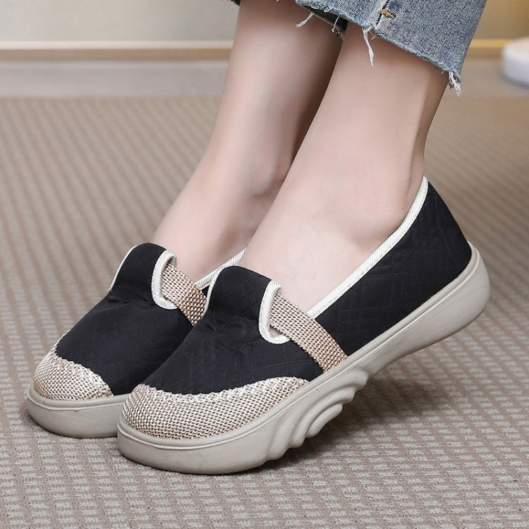 Breathable Women Shoes Soft Sole Comfortable Casual Shoes Linen Shallow Flats Slip-on Loafers, 35, 36, 37, 38, 39, 40, 41