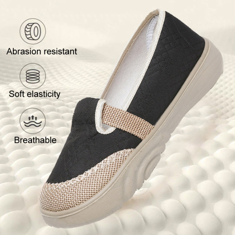 Breathable Women Shoes Soft Sole Comfortable Casual Shoes Linen Shallow Flats Slip-on Loafers, 35, 36, 37, 38, 39, 40, 41