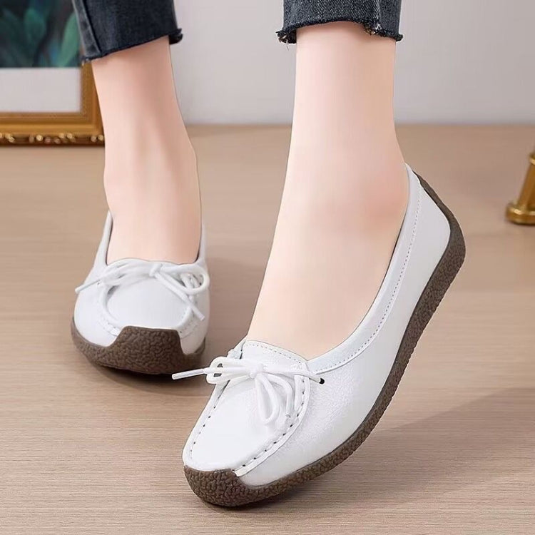 Women Casual Loafers Soft Leather Mom Flat Shoes Anti-slip Work Casual Shoes, 35, 36, 37, 38, 39, 40