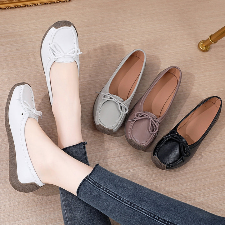 Women Casual Loafers Soft Leather Mom Flat Shoes Anti-slip Work Casual Shoes, 35, 36, 37, 38, 39, 40