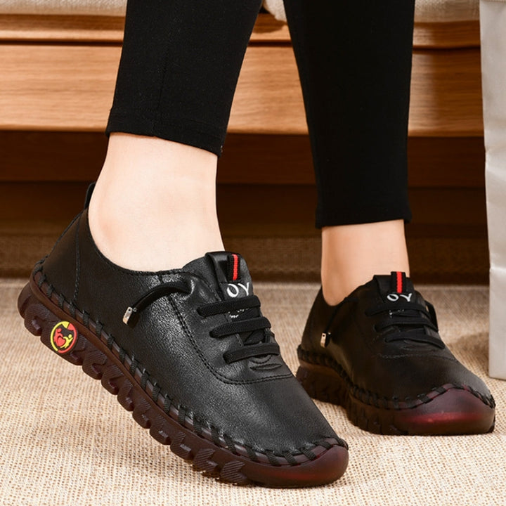 Women Handmade Plus Size Flat Shoes Comfortable Soft-soled Breathable Casual Leather Loafers, 35, 36, 37, 38, 39, 40, 41