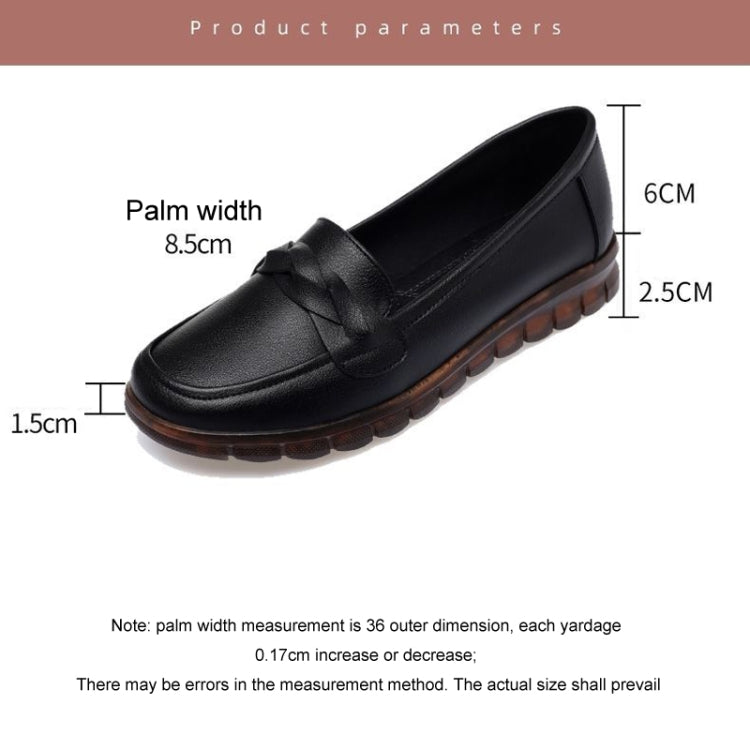 Women Leather Loafers Soft Sole Non-slip Middle-aged / Elderly Mom Shoes Flat Single Shoes, 35, 36, 37, 38, 39, 40