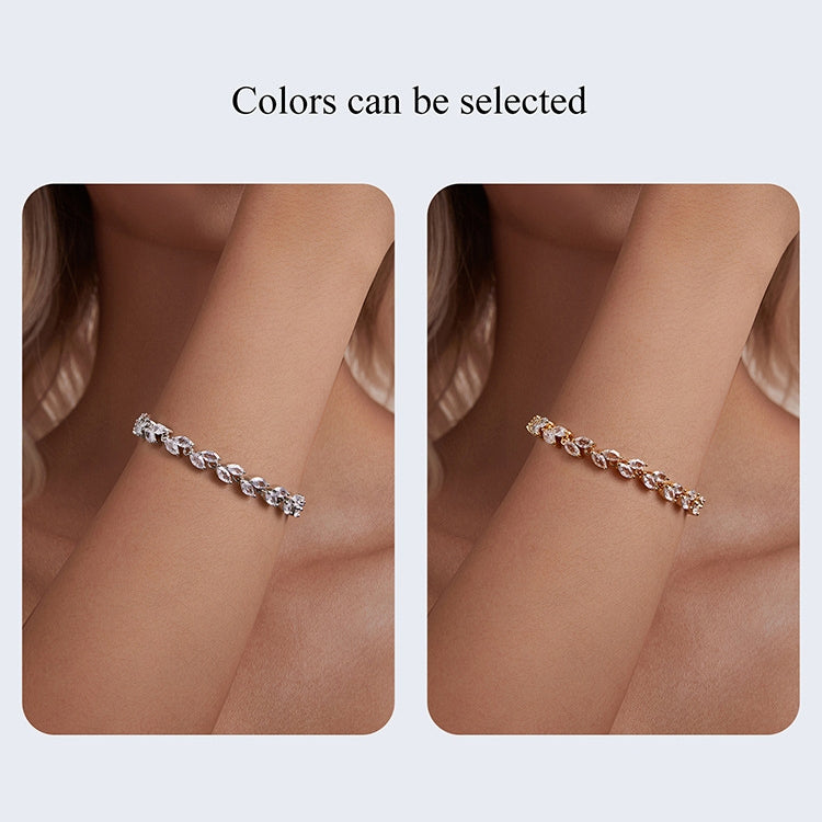 YIB069 Copper Platinum-plated Shining Zircon Elegant Olive Leaf Bracelet