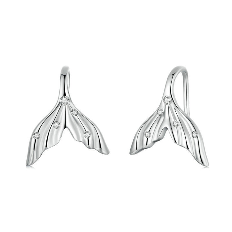 S925 Sterling Silver Oxidized Ocean Style Fishtail Earrings