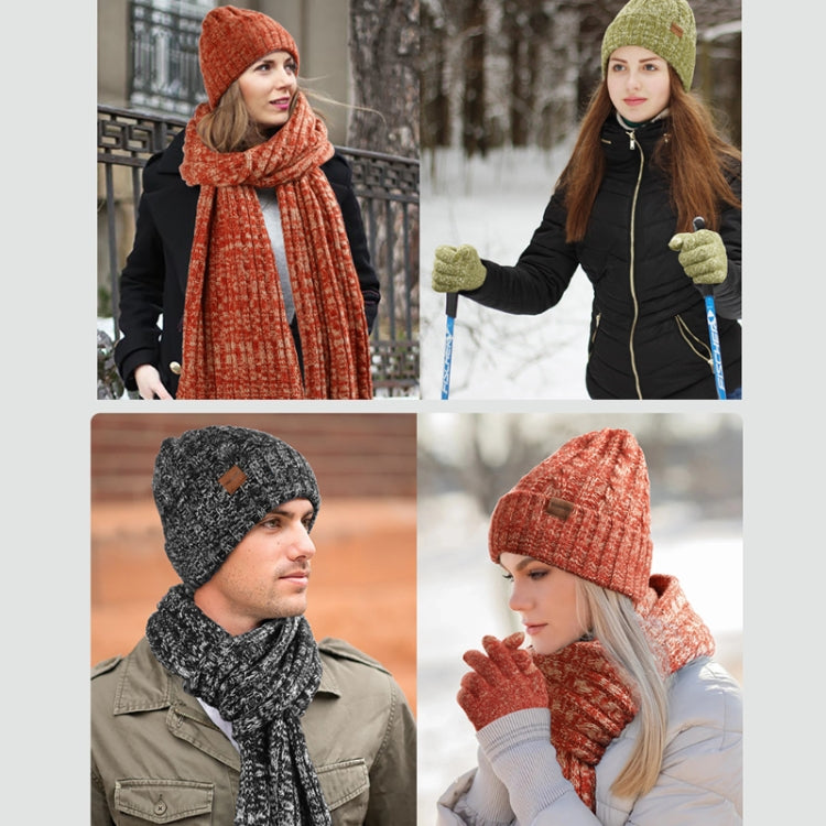 Couple Winter Hat Scarf Gloves 3 In 1 Set Thick Wool Knitted Warm Set