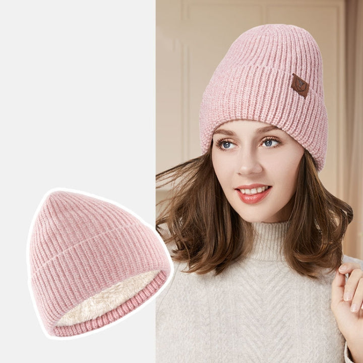 OZERO Women Wool Hat with Ear Protection Loose Fleece Lining Warm Knitted Cap