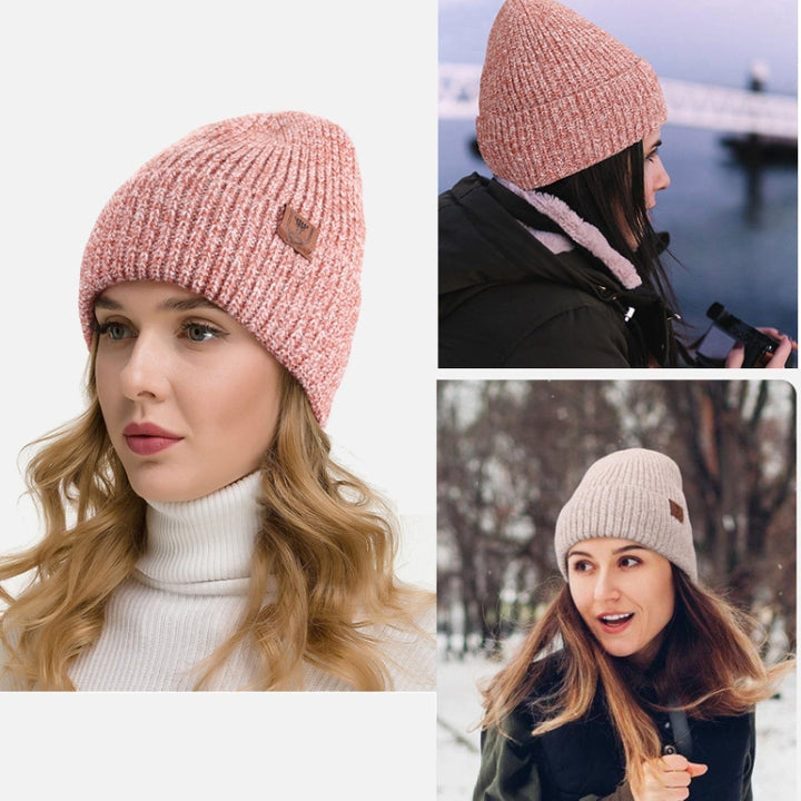 OZERO Women Wool Hat with Ear Protection Loose Fleece Lining Warm Knitted Cap