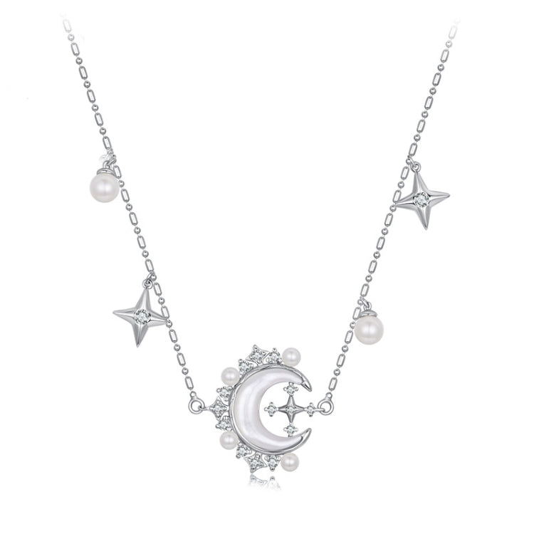 Copper Material Elegant Star Moon Pearl Necklace