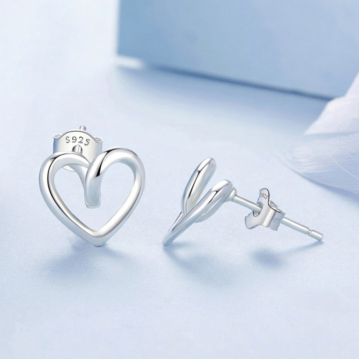 S925 Sterling Silver Hollow Heart Earrings