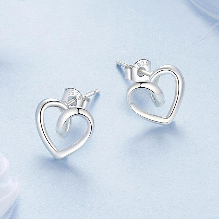 S925 Sterling Silver Hollow Heart Earrings