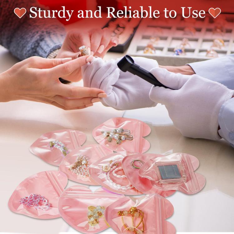 100pcs PVC Heart-Shaped Jewelry Storage Pouches Cute Love Sealing Bag Gift Packaging Bags, 10x10cm