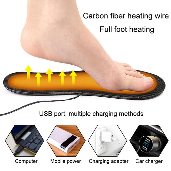 Men Women USB Electric Heated Shoe Insoles Foot Warming Pad Washable Size Free Cutting EVA Heating Insoles, Uniform (35-44)