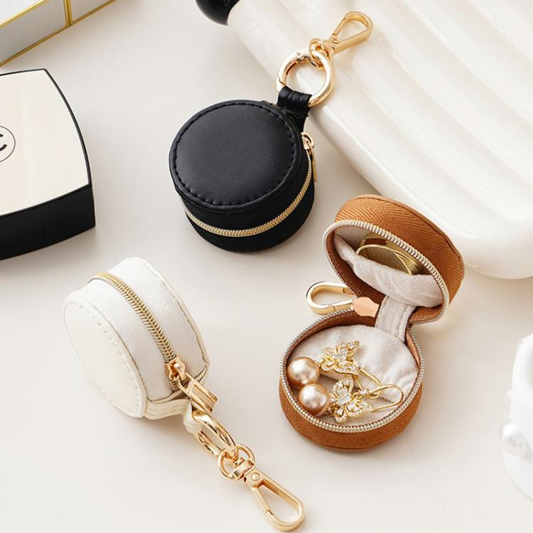 Portable Mini Round Jewelry Box Simple Travel Bag Pendant Gifts Earrings Ring Storage Box, 5x5x3cm