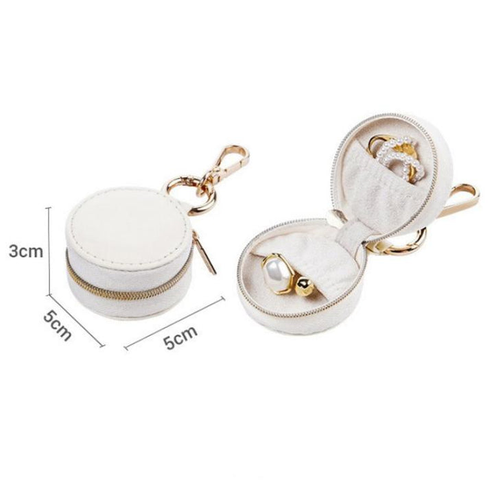 Portable Mini Round Jewelry Box Simple Travel Bag Pendant Gifts Earrings Ring Storage Box, 5x5x3cm