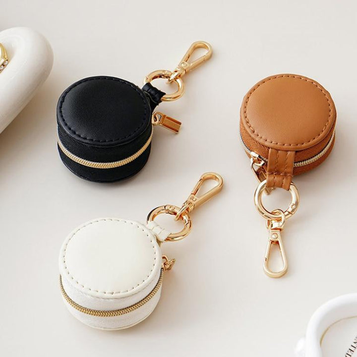 Portable Mini Round Jewelry Box Simple Travel Bag Pendant Gifts Earrings Ring Storage Box, 5x5x3cm