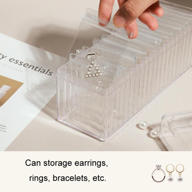 Acrylic Jewelry Storage Box + 20pcs Antioxidant PVC Jewelry Sealing Bags Necklace Earring Dustproof Organizer