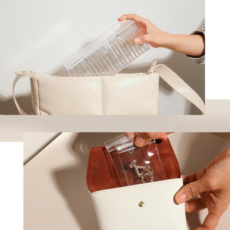 Acrylic Jewelry Storage Box + 20pcs Antioxidant PVC Jewelry Sealing Bags Necklace Earring Dustproof Organizer