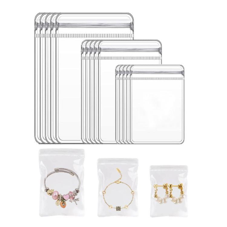 100pcs Portable PVC Jewelry Storage Bags Transparent Antioxidant Dustproof Earring Necklace Bracelet Seal Bags, 5x7cm, 6x8cm, 7x10cm, 8x12cm, 9x13cm