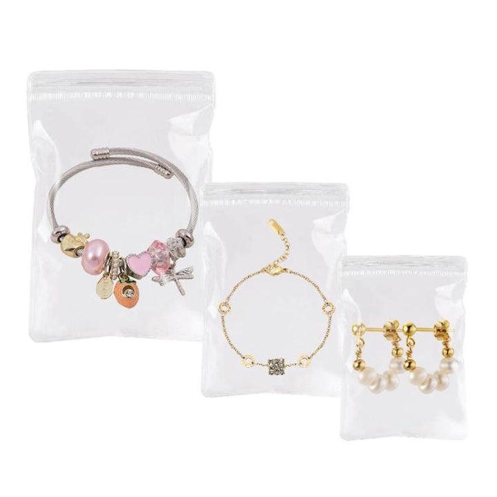 100pcs Portable PVC Jewelry Storage Bags Transparent Antioxidant Dustproof Earring Necklace Bracelet Seal Bags, 5x7cm, 6x8cm, 7x10cm, 8x12cm, 9x13cm