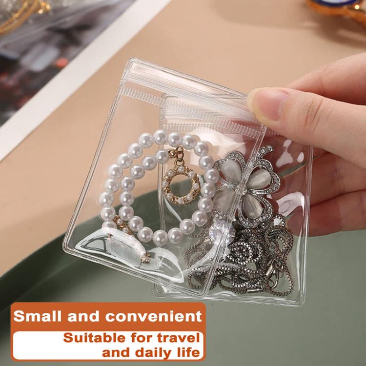 100pcs Portable PVC Jewelry Storage Bags Transparent Antioxidant Dustproof Earring Necklace Bracelet Seal Bags, 5x7cm, 6x8cm, 7x10cm, 8x12cm, 9x13cm