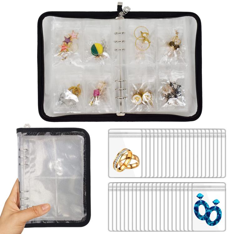 80 Grids Jewelry Storage Album Dustproof Antioxidant Earring Necklace Bracelet Transparent PVC Zipper Jewelry Bag