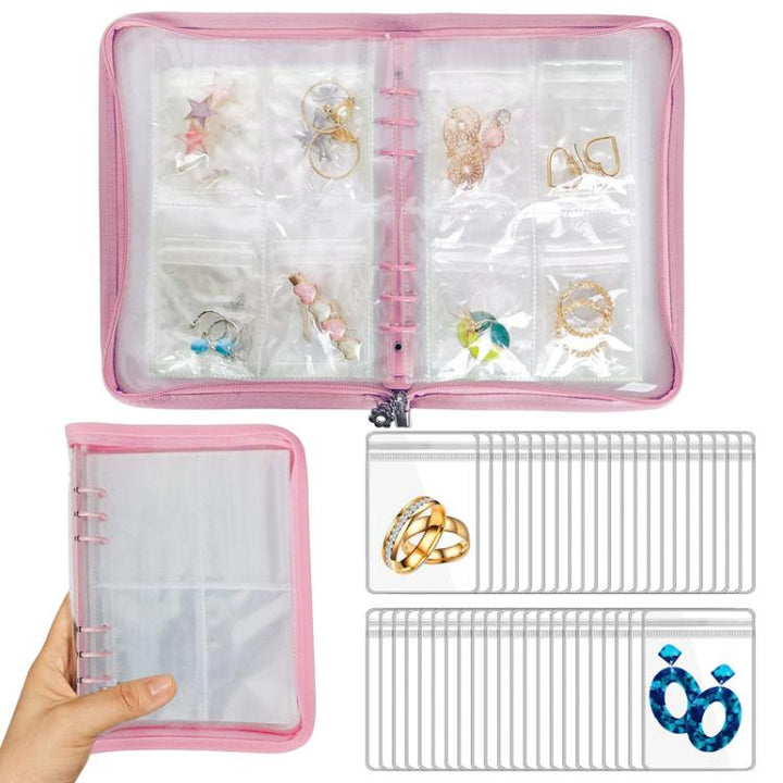 80 Grids Jewelry Storage Album Dustproof Antioxidant Earring Necklace Bracelet Transparent PVC Zipper Jewelry Bag