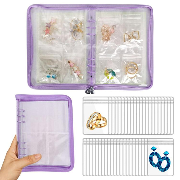 80 Grids Jewelry Storage Album Dustproof Antioxidant Earring Necklace Bracelet Transparent PVC Zipper Jewelry Bag