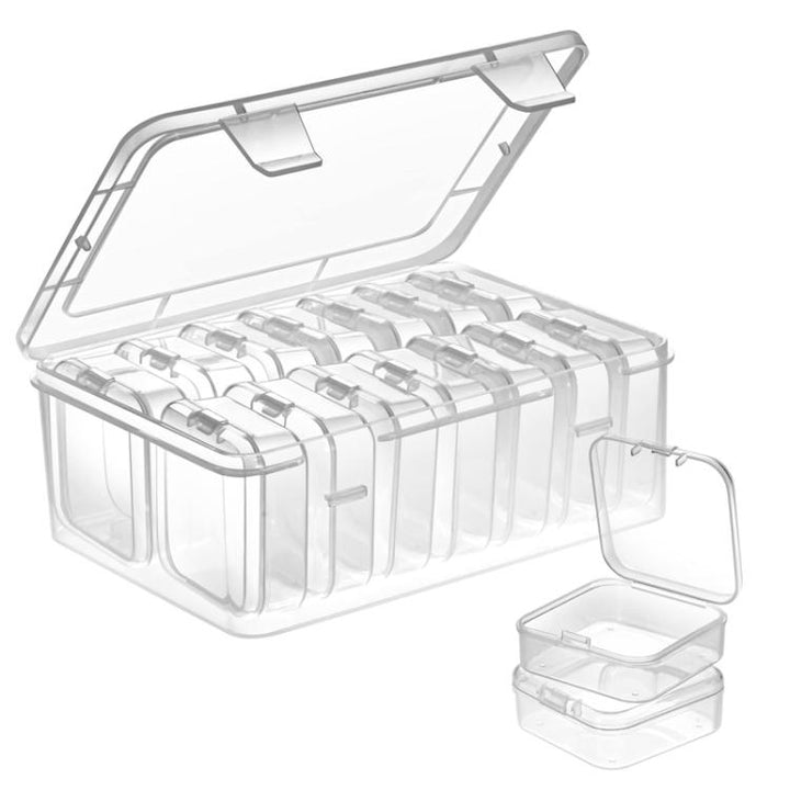 Travel PP Jewelry Storage Box Small Beads Organizer Square Transparent Nail Jewelry Case, 15pcs /Set