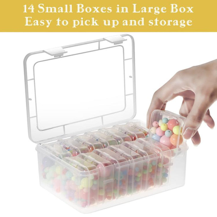 Travel PP Jewelry Storage Box Small Beads Organizer Square Transparent Nail Jewelry Case, 15pcs /Set