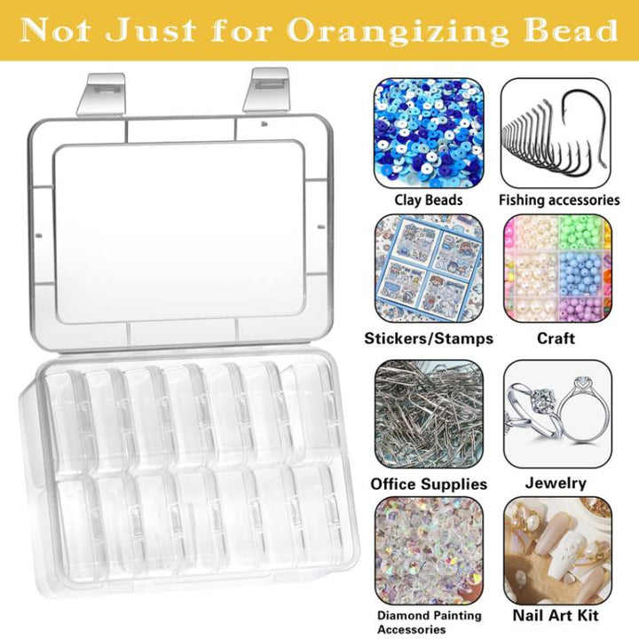 Travel PP Jewelry Storage Box Small Beads Organizer Square Transparent Nail Jewelry Case, 15pcs /Set