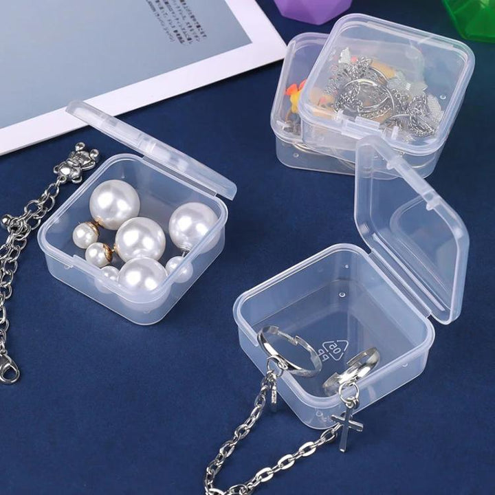 Travel PP Jewelry Storage Box Small Beads Organizer Square Transparent Nail Jewelry Case, 15pcs /Set