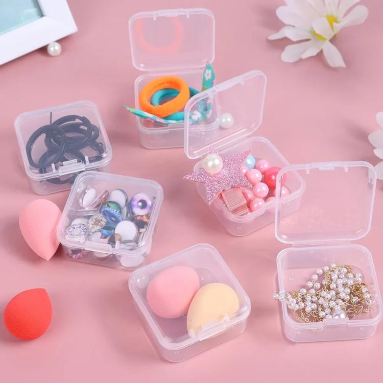 Travel PP Jewelry Storage Box Small Beads Organizer Square Transparent Nail Jewelry Case, 15pcs /Set