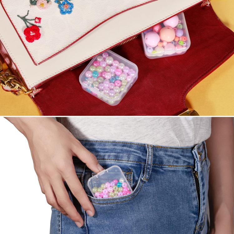 Travel PP Jewelry Storage Box Small Beads Organizer Square Transparent Nail Jewelry Case, 15pcs /Set