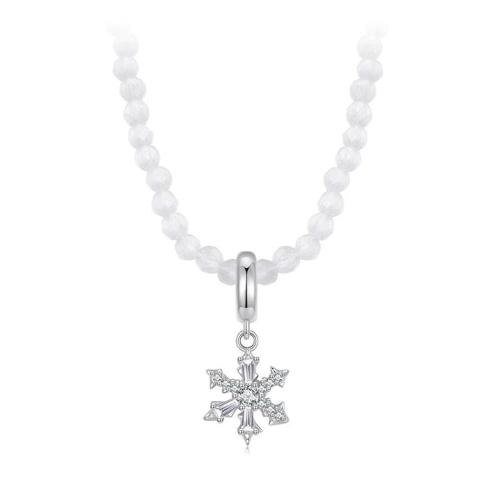 S925 Sterling Silver Platinum-Plated Romantic Winter Snowflake Necklace