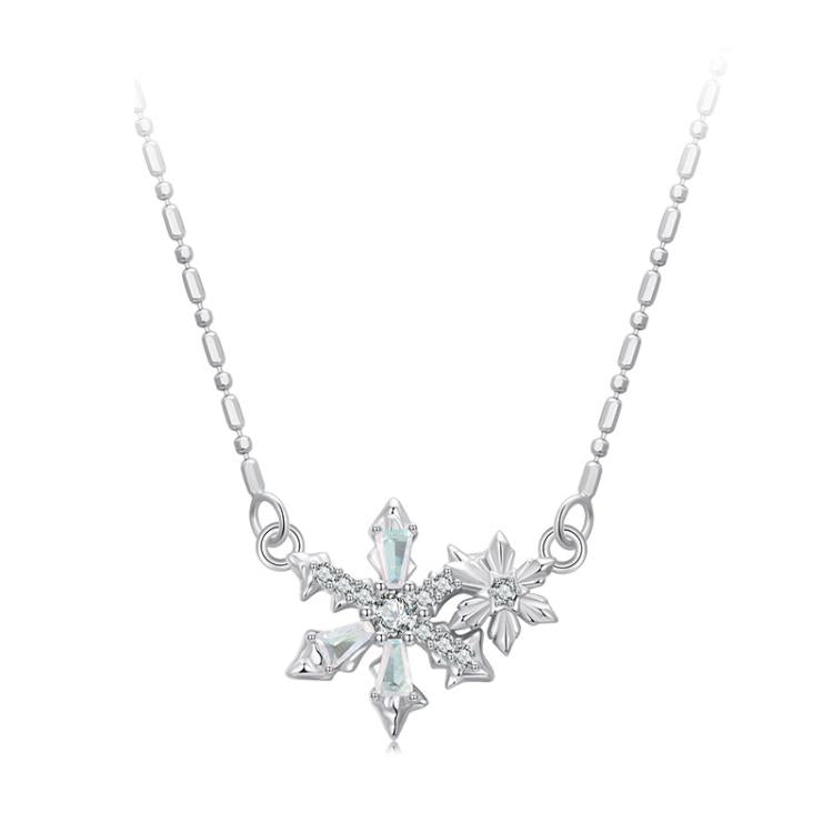 S925 Sterling Silver Platinum-plated Ice Flower Necklace