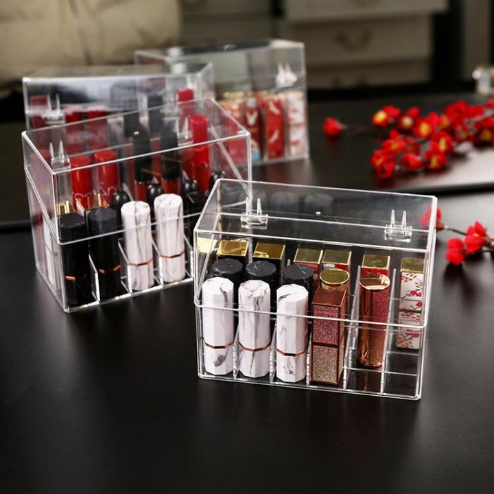 18-grid Flip Cover Transparent Lipstick Storage Box Lip Gloss Nail Polish Organizer