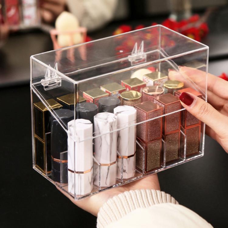 18-grid Flip Cover Transparent Lipstick Storage Box Lip Gloss Nail Polish Organizer