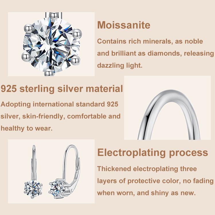 S925 Sterling Silver Elegant Moissanite Shining Earrings