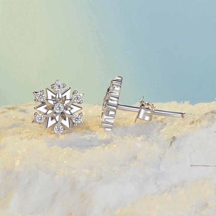 S925 Sterling Silver Platinum-plated Classic Snowflake Zircon Earrings