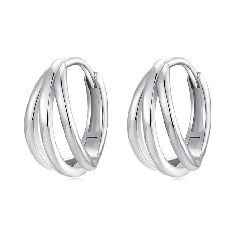 S925 Sterling Silver Platinum-plated Multi-layer Line Three-dimensional Earrings