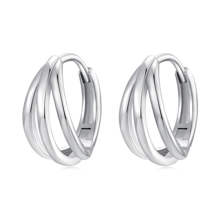 S925 Sterling Silver Platinum-plated Multi-layer Line Three-dimensional Earrings