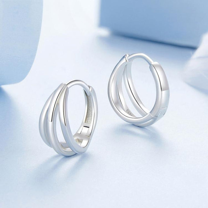 S925 Sterling Silver Platinum-plated Multi-layer Line Three-dimensional Earrings