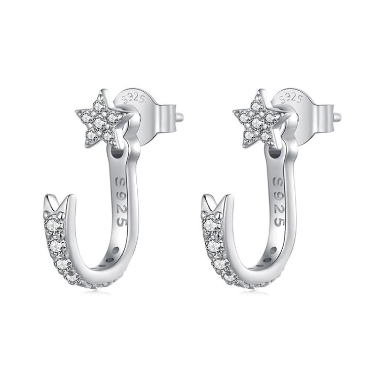 S925 Sterling Silver Platinum-Plated Meteor Earrings Star Earrings