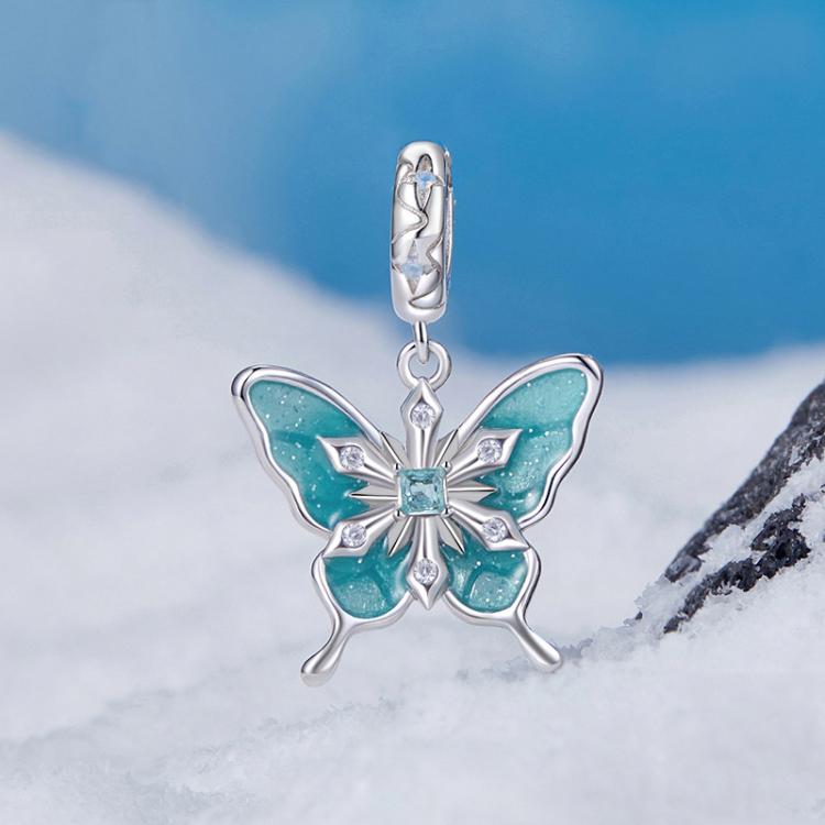 S925 Sterling Silver Platinum-plated Snowflake Butterfly DIY Bracelet Pendant