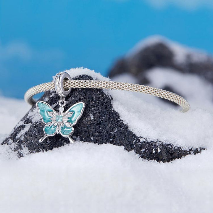 S925 Sterling Silver Platinum-plated Snowflake Butterfly DIY Bracelet Pendant