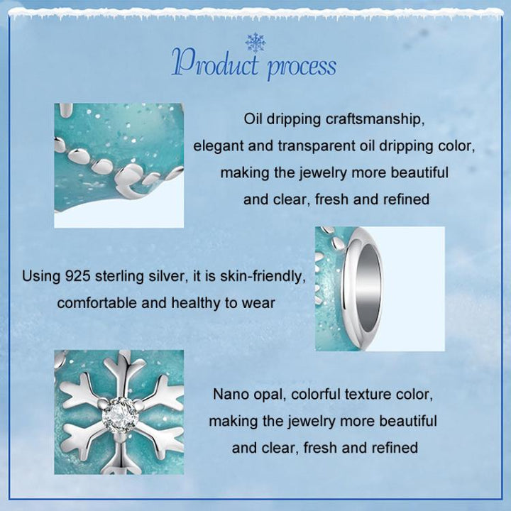 S925 Sterling Silver Christmas Snowflake DIY Beads